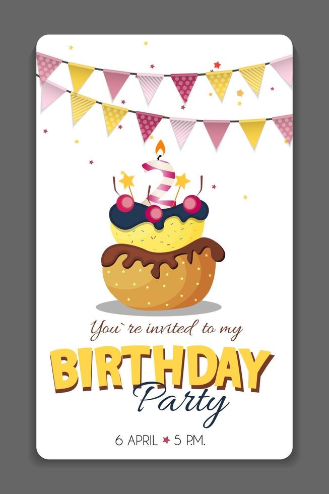 Ilustración de vector de plantilla de tarjeta de invitación de fiesta de cumpleaños