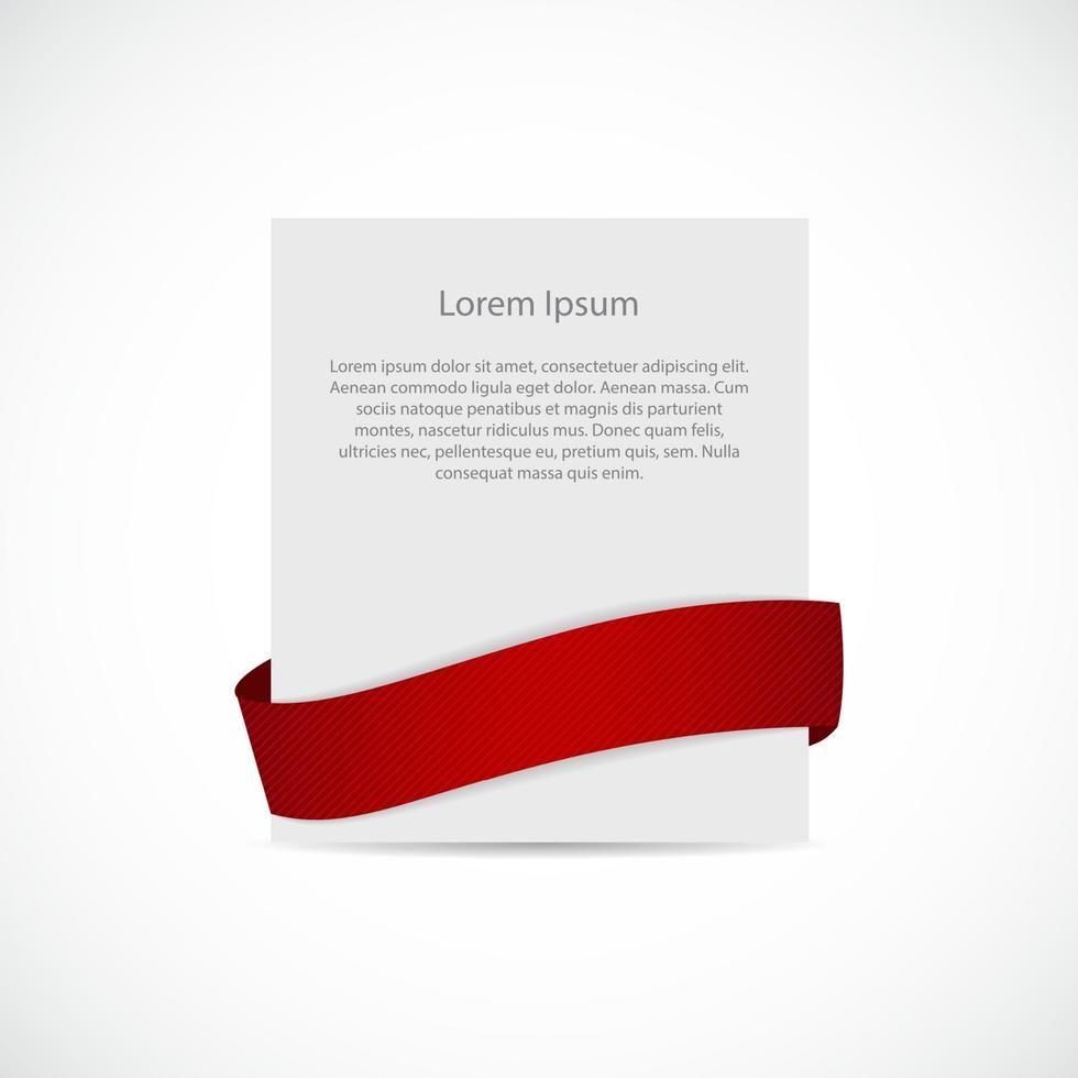 White Blank Card Template with Ribbon. Vector Illustration