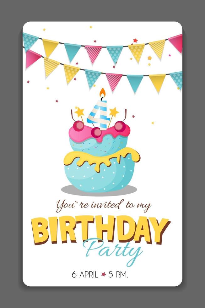 Birthday Party Invitation Card Template Vector Illustration