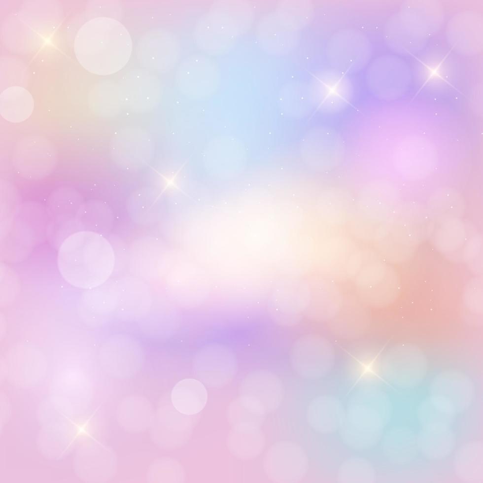 Abstract Rainbow sky fantasy background with glittering stars vector