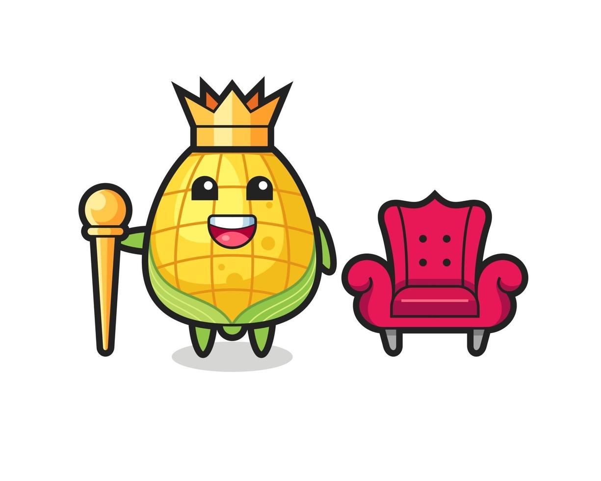 Mascot cartoon of corn as a king vector