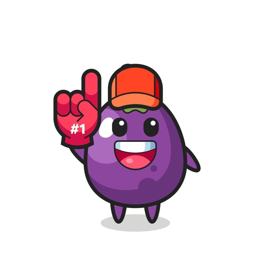eggplant illustration cartoon with number 1 fans glove vector