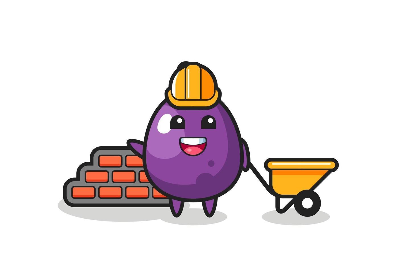 Cartoon character of eggplant as a builder vector