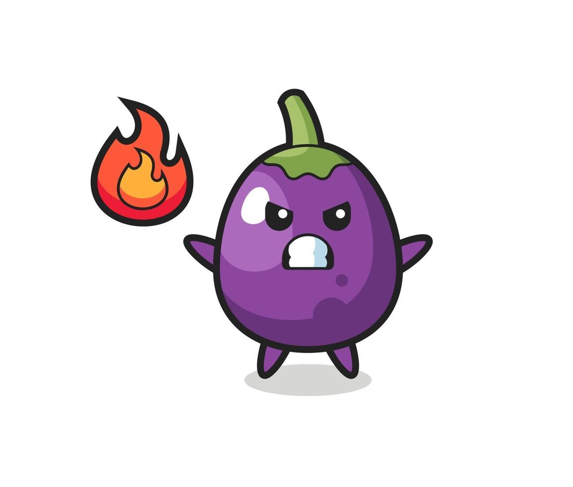 eggplant character cartoon with angry gesture vector