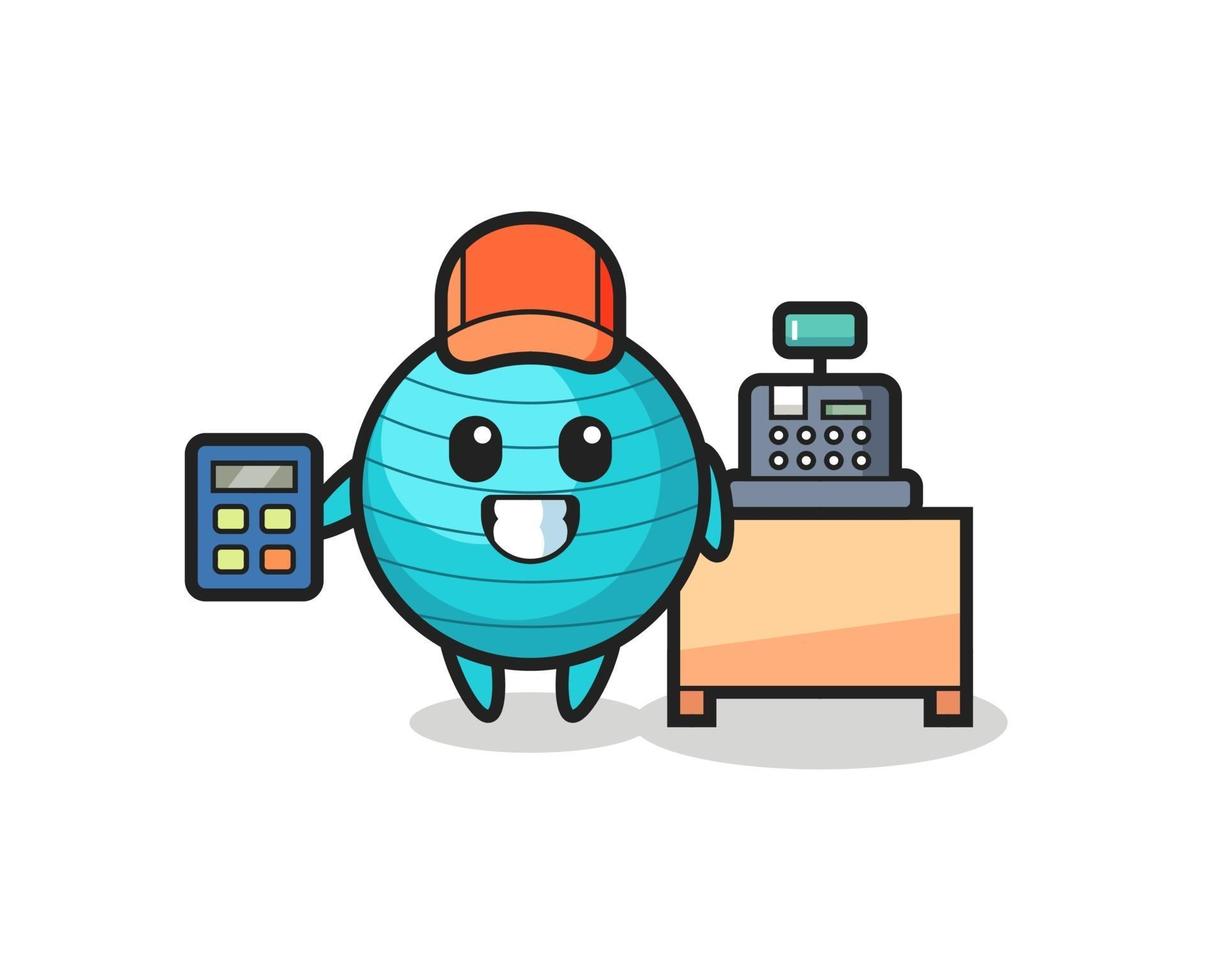 Illustration of exercise ball character as a cashier vector