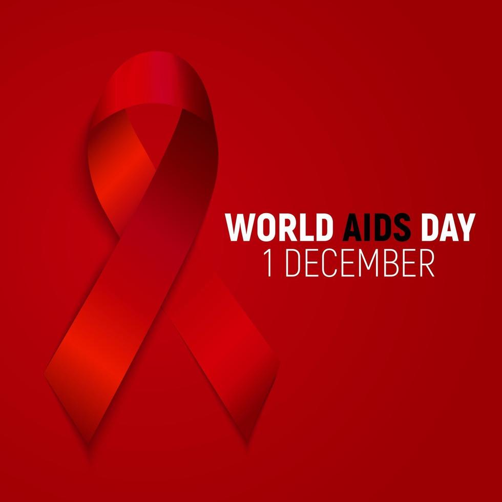 December 1 World AIDS Day Background. Red Ribbon Sign. vector