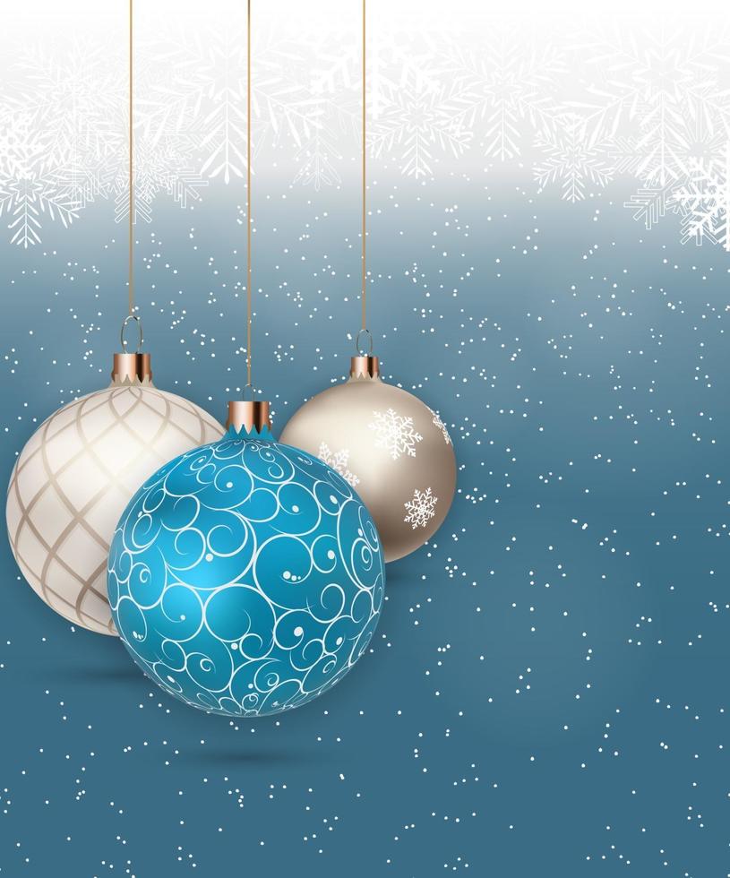 feliz año nuevo y feliz navidad fondo de invierno con bola vector