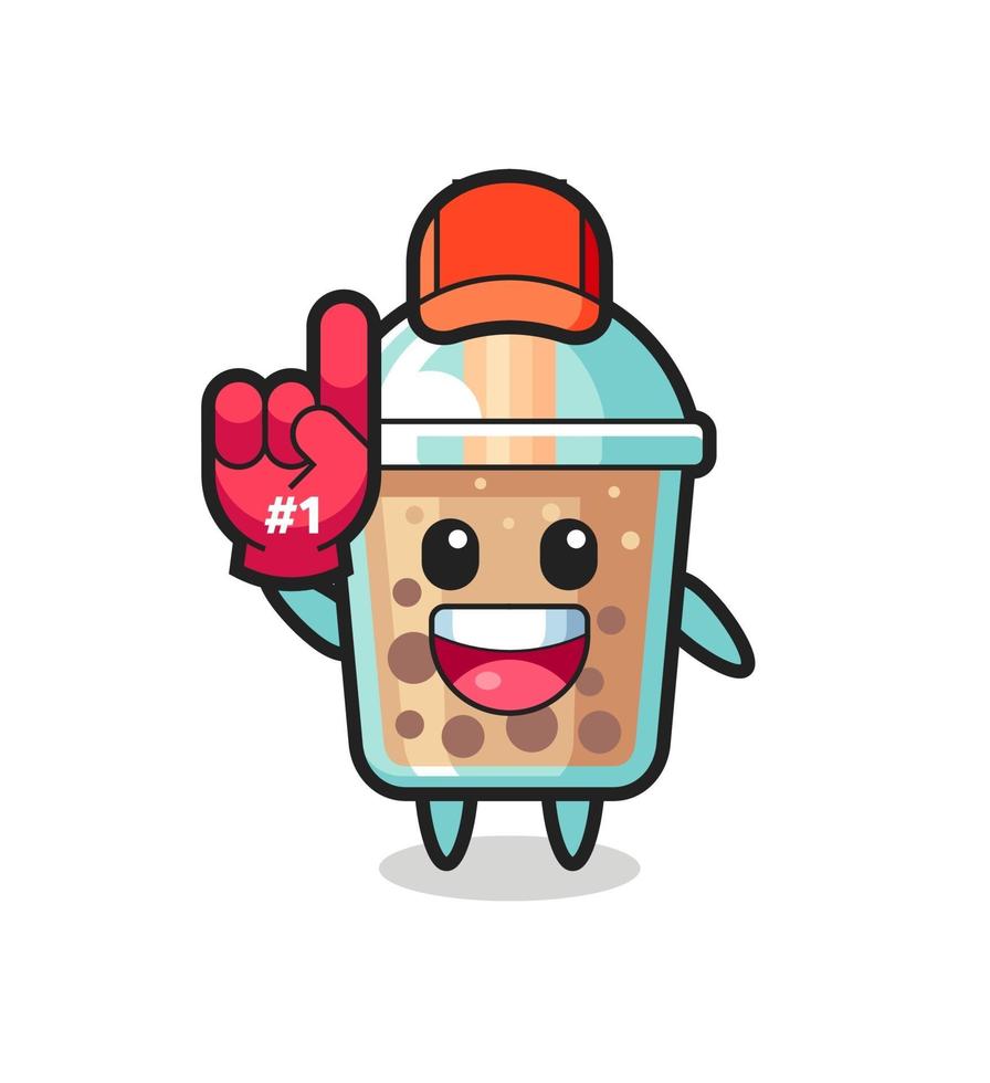 bubble tea illustration cartoon with number 1 fans glove vector