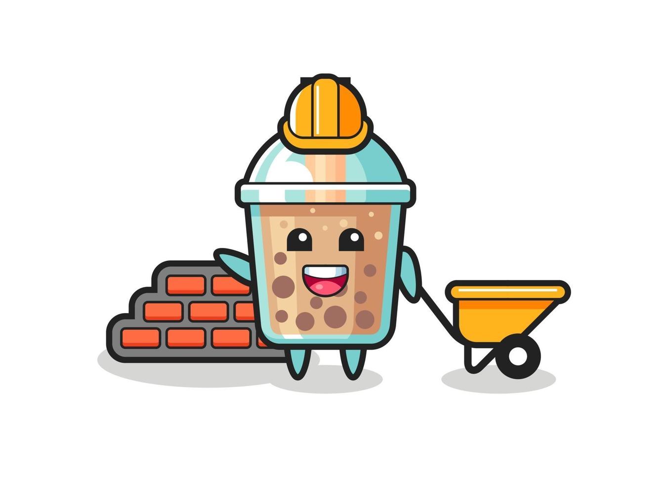 Cartoon character of bubble tea as a builder vector