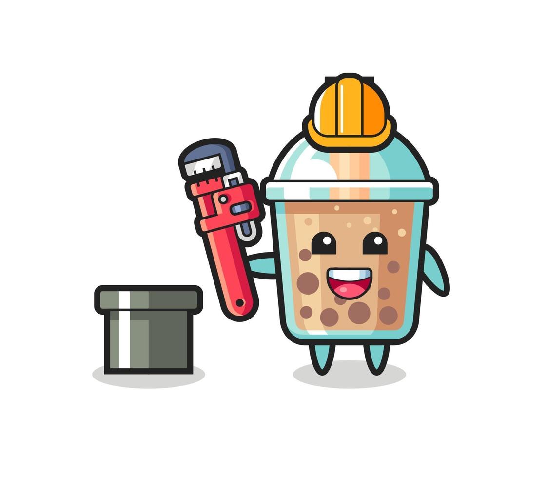 Character Illustration of bubble tea as a plumber vector