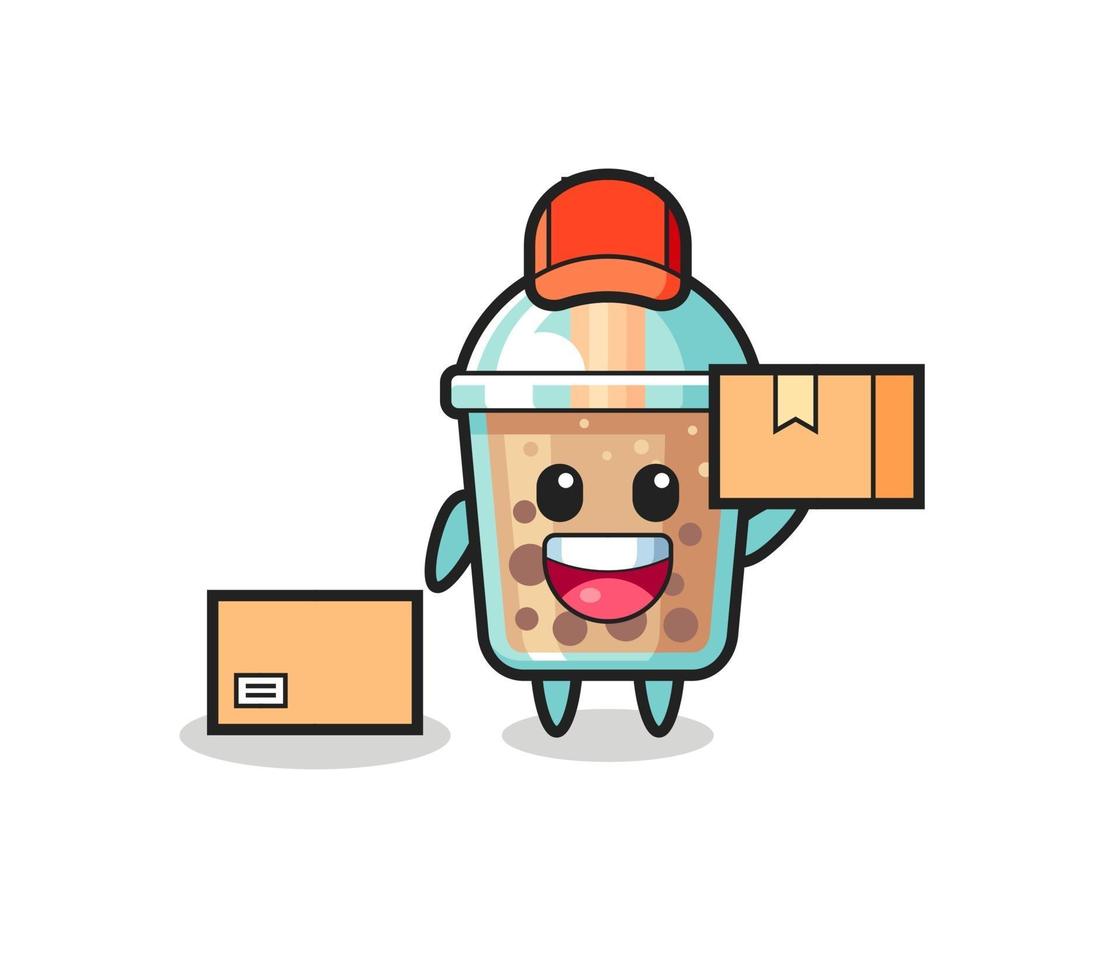 Mascot Illustration of bubble tea as a courier vector