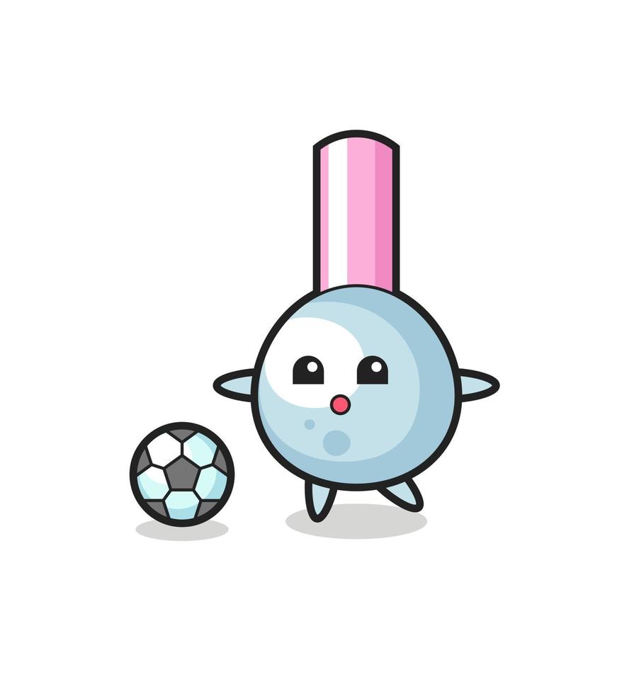 Illustration of cotton bud cartoon is playing soccer vector