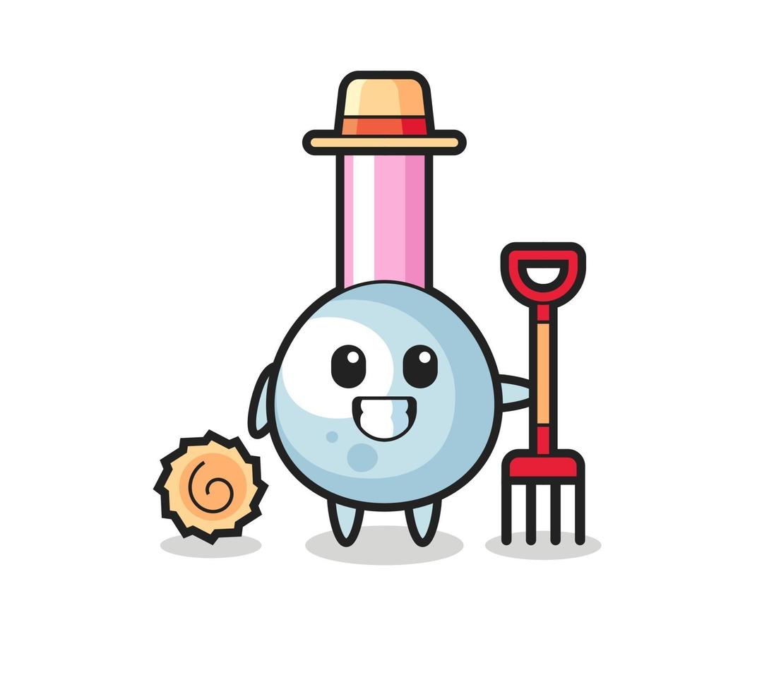 Mascot character of cotton bud as a farmer vector
