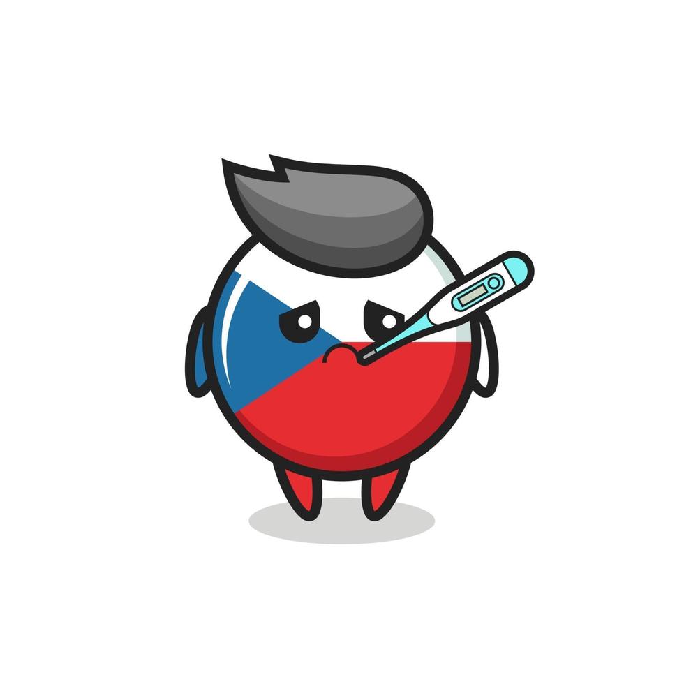 czech flag badge mascot character with fever condition vector