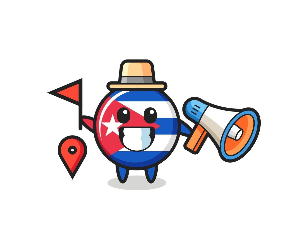 Character cartoon of cuba flag badge as a tour guide vector