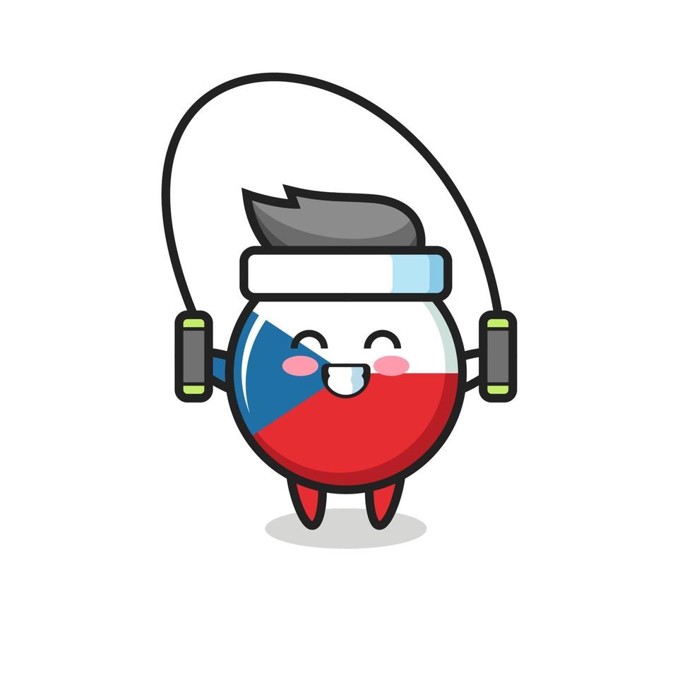 czech flag badge character cartoon with skipping rope vector