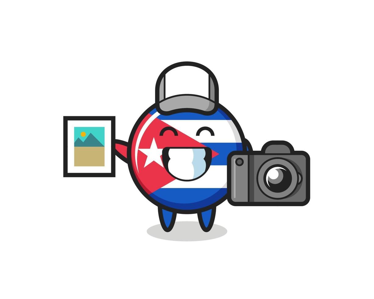 ilustración de personaje de la insignia de la bandera de cuba como fotógrafo vector