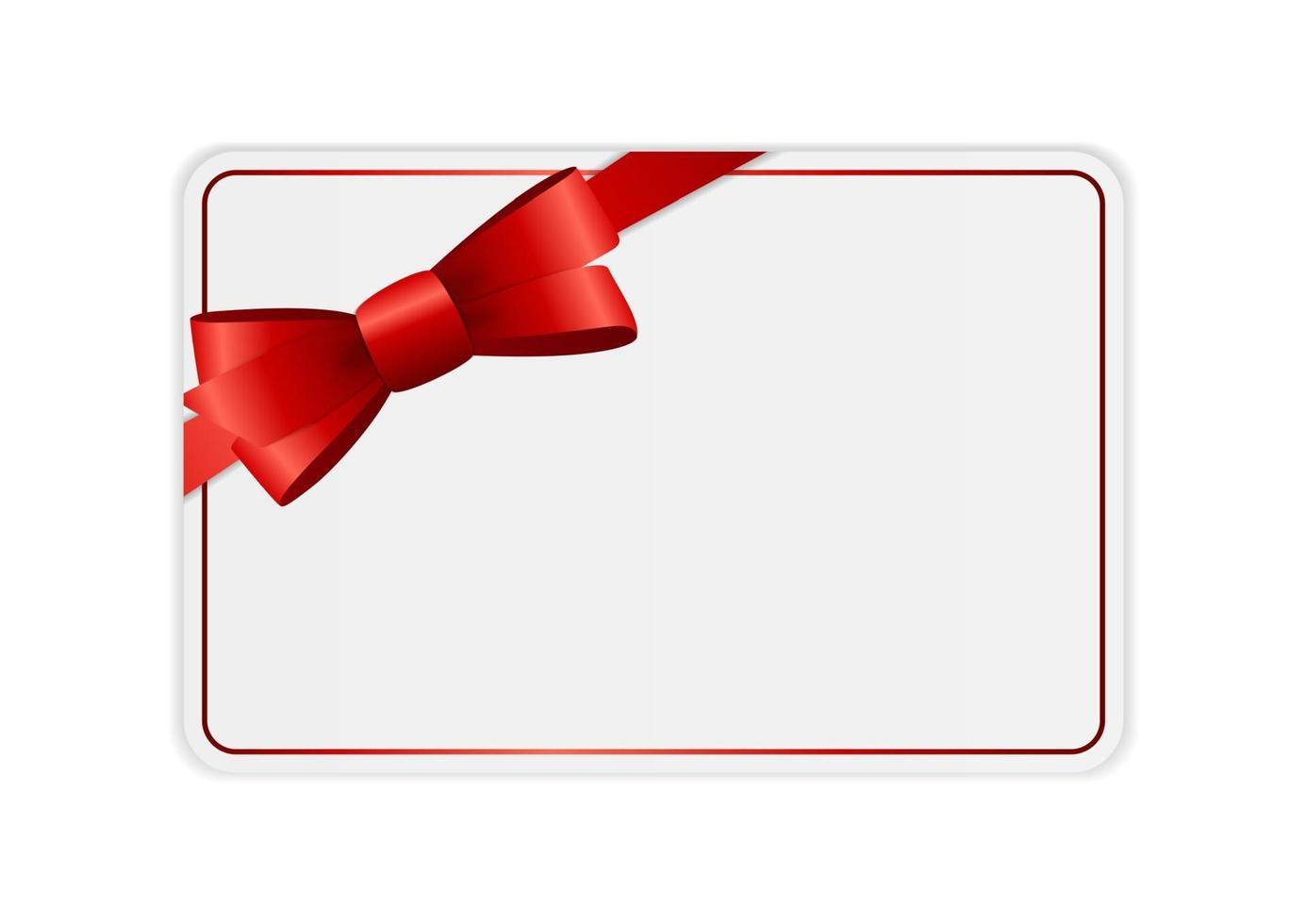 plantilla de tarjeta de regalo en blanco con lazo y cinta. vector
