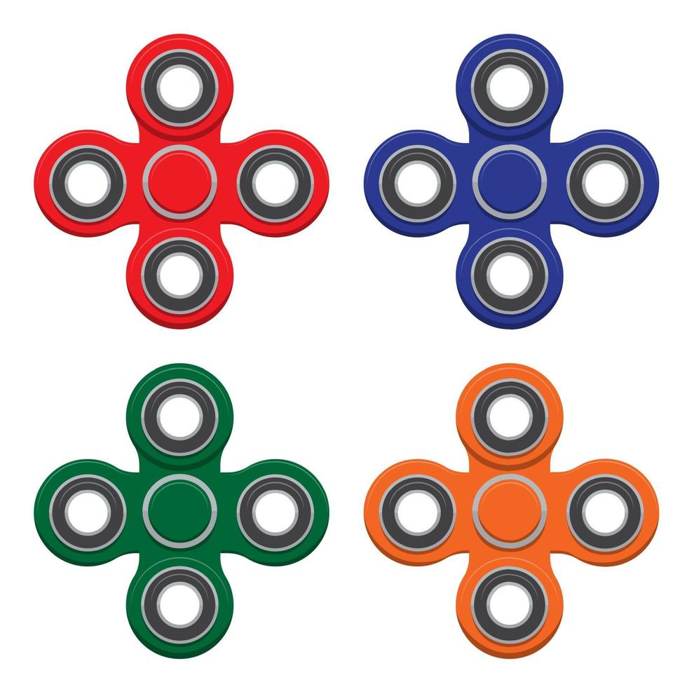 Set of Spinner. New popular anti-stress toy. Vector Illustration.