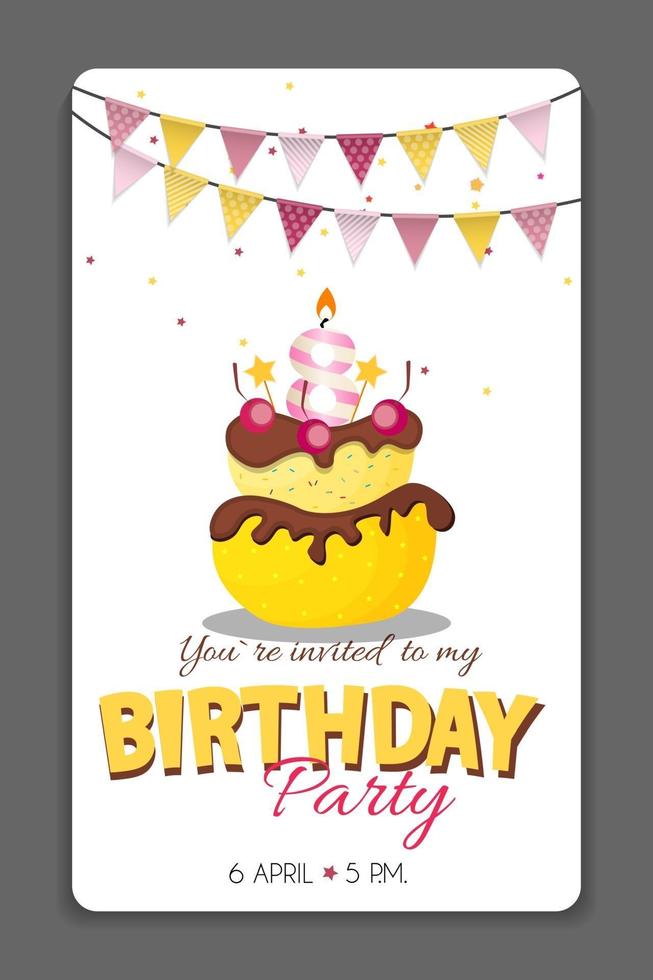 Birthday Party Invitation Card Template Vector Illustration