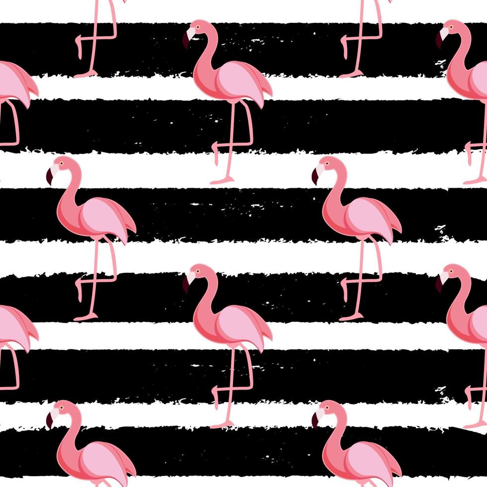 Cute Seamless Flamingo Pattern Vector Illustration