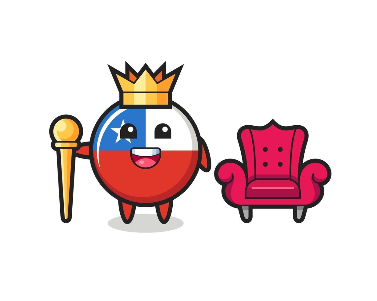 Mascot cartoon of chile flag badge as a king vector