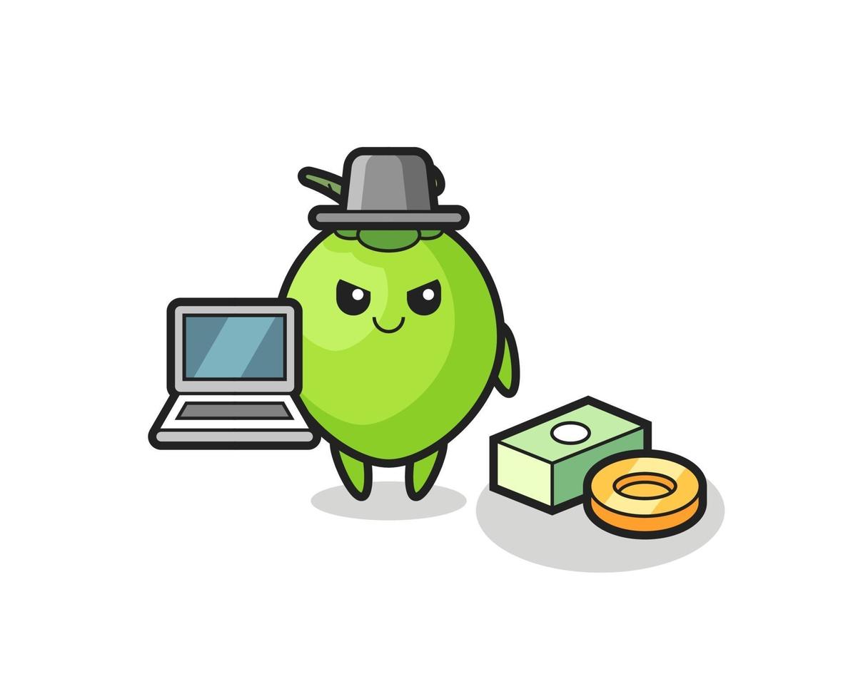 Mascot Illustration of coconut as a hacker vector