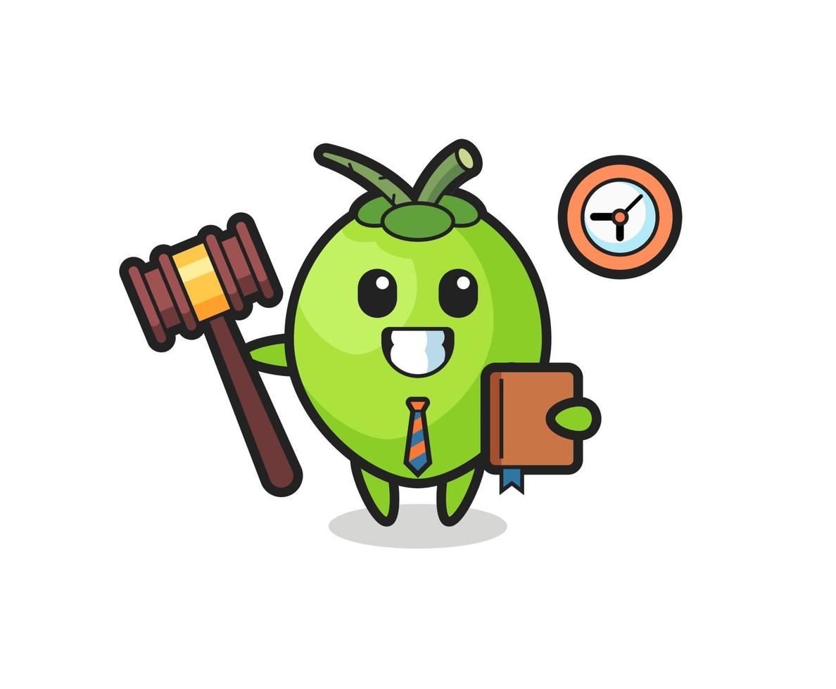 Mascot cartoon of coconut as a judge vector