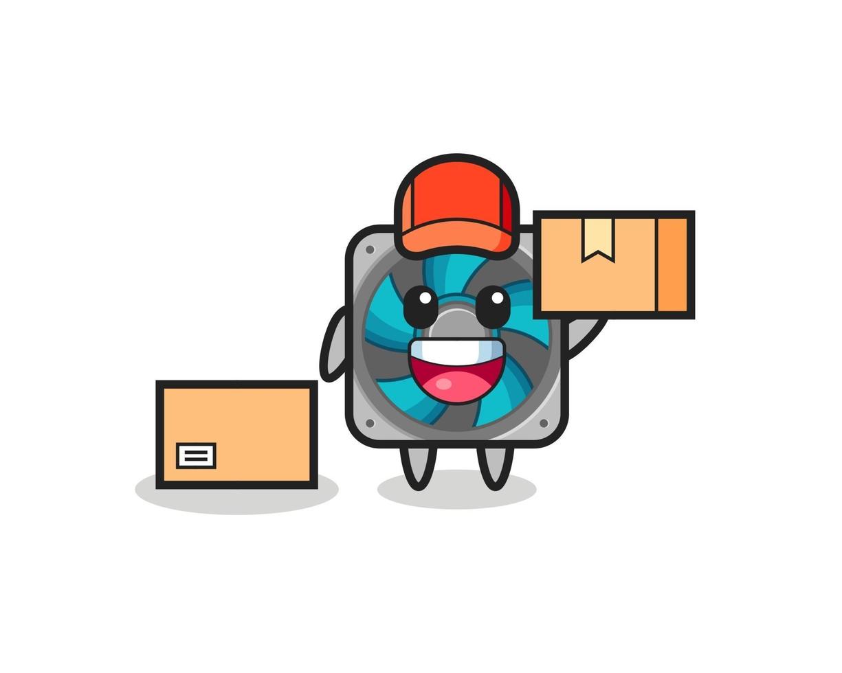 Mascot Illustration of computer fan as a courier vector