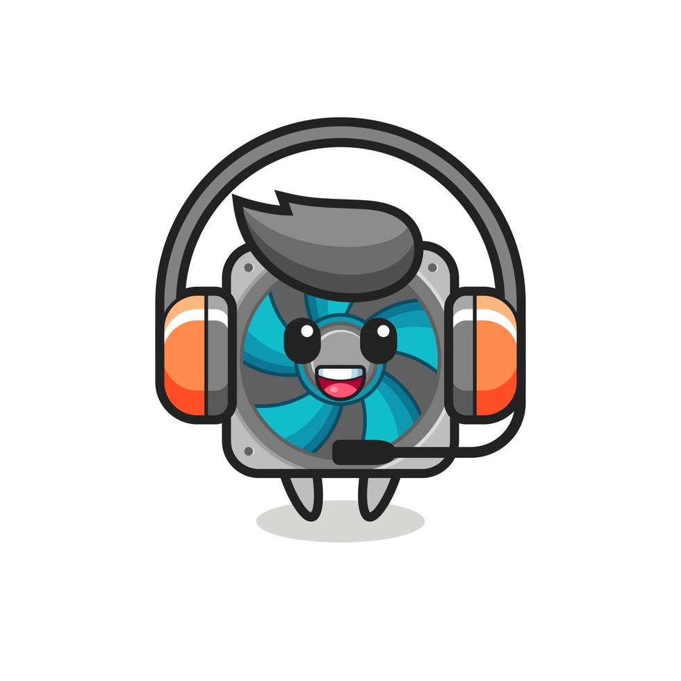Cartoon mascot of computer fan as a customer service vector