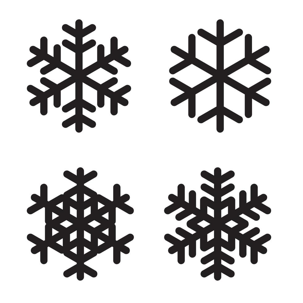 Set of silhouettes snowflakes on White. Vector Illustration.