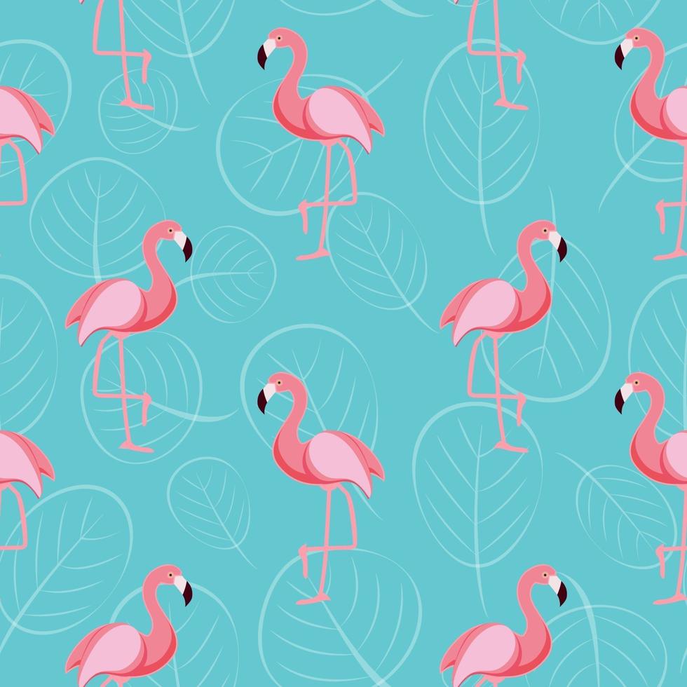 Cute Retro Seamless Flamingo Pattern Background Vector Illustration