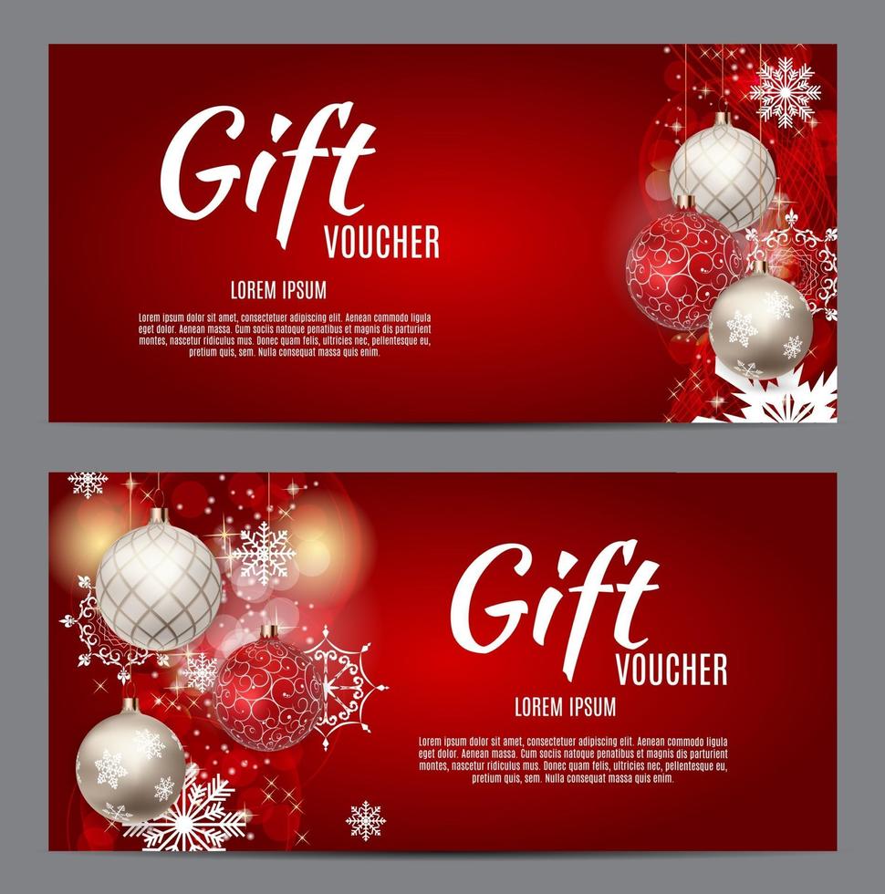 Christmas and New Year Gift Voucher, Discount Coupon Template vector