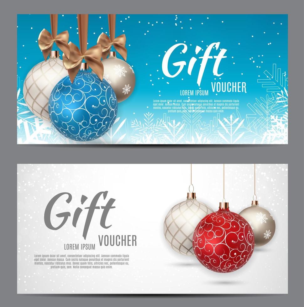 Christmas and New Year Gift Voucher, Discount Coupon Template vector