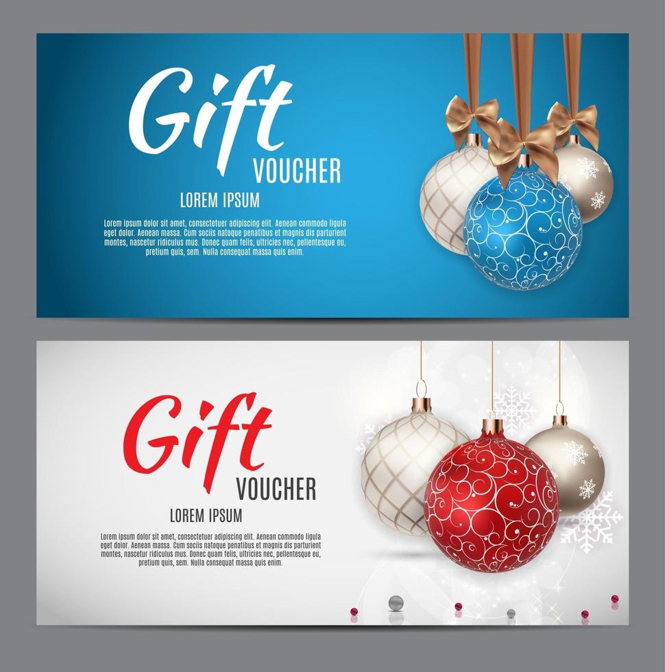 Christmas and New Year Gift Voucher, Discount Coupon Template vector