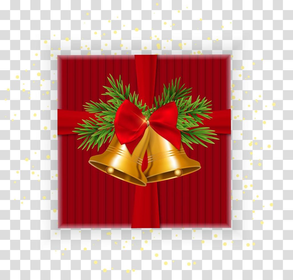 Abstract Christmas and New Year Gift Box on Transparent Background. vector