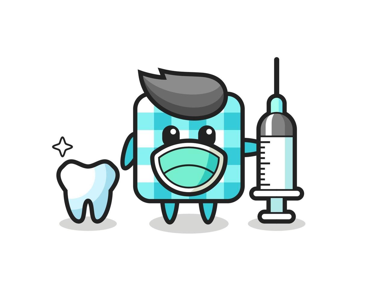 personaje de mascota de mantel a cuadros como dentista vector