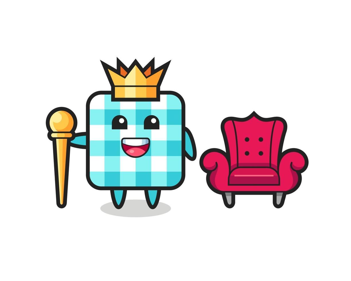 Mascot cartoon of checkered tablecloth as a king vector