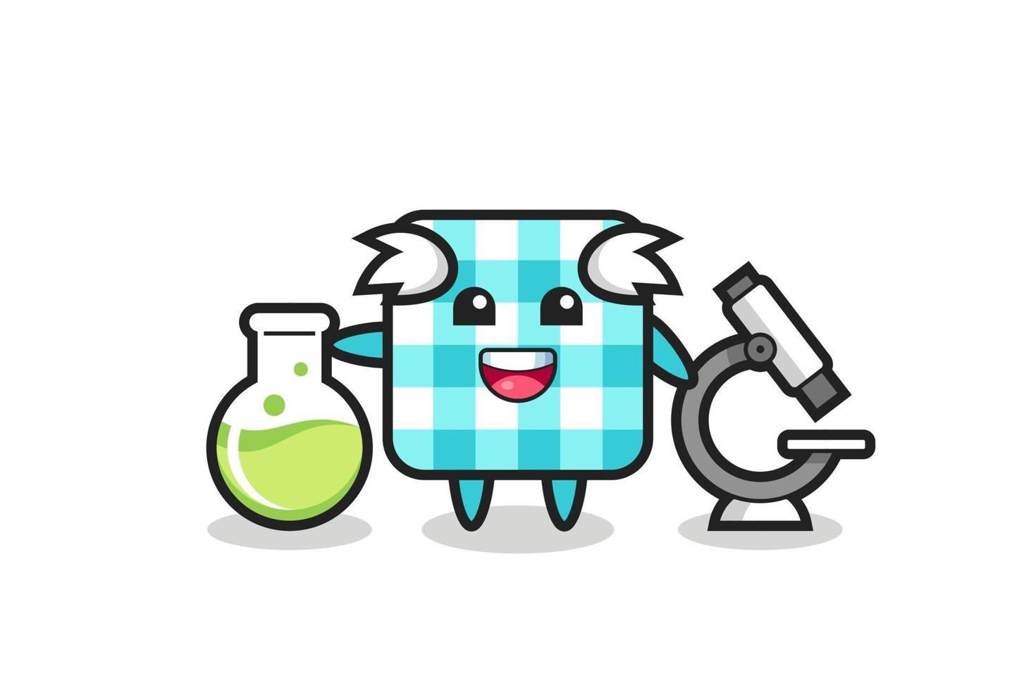 Mascot character of checkered tablecloth as a scientist vector