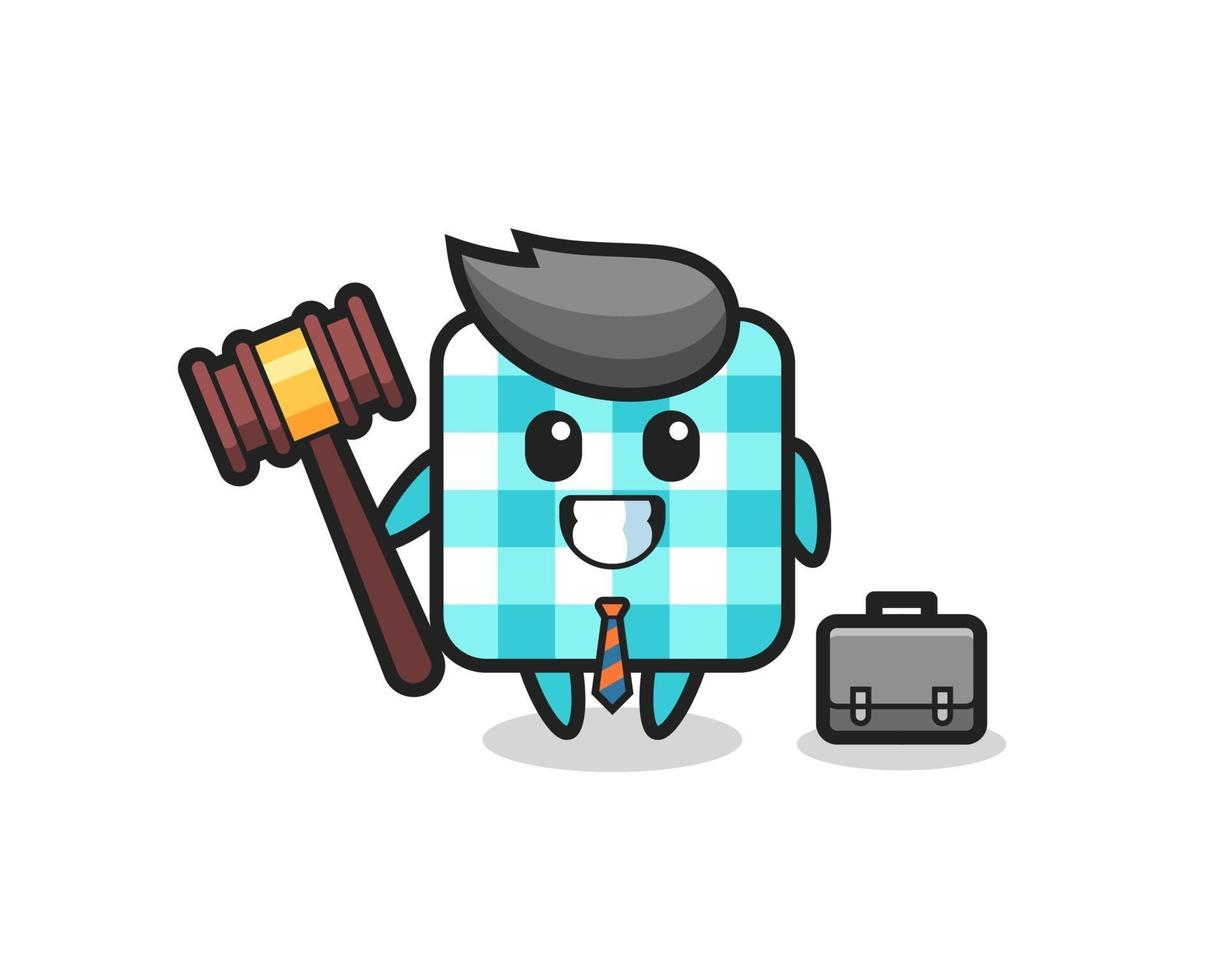 Ilustración de la mascota del mantel a cuadros como abogado vector