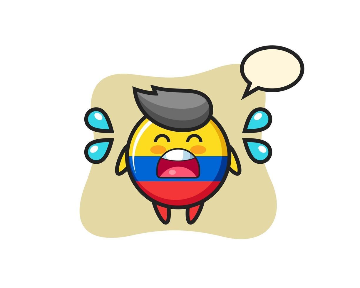 colombia flag badge cartoon illustration with crying gesture vector