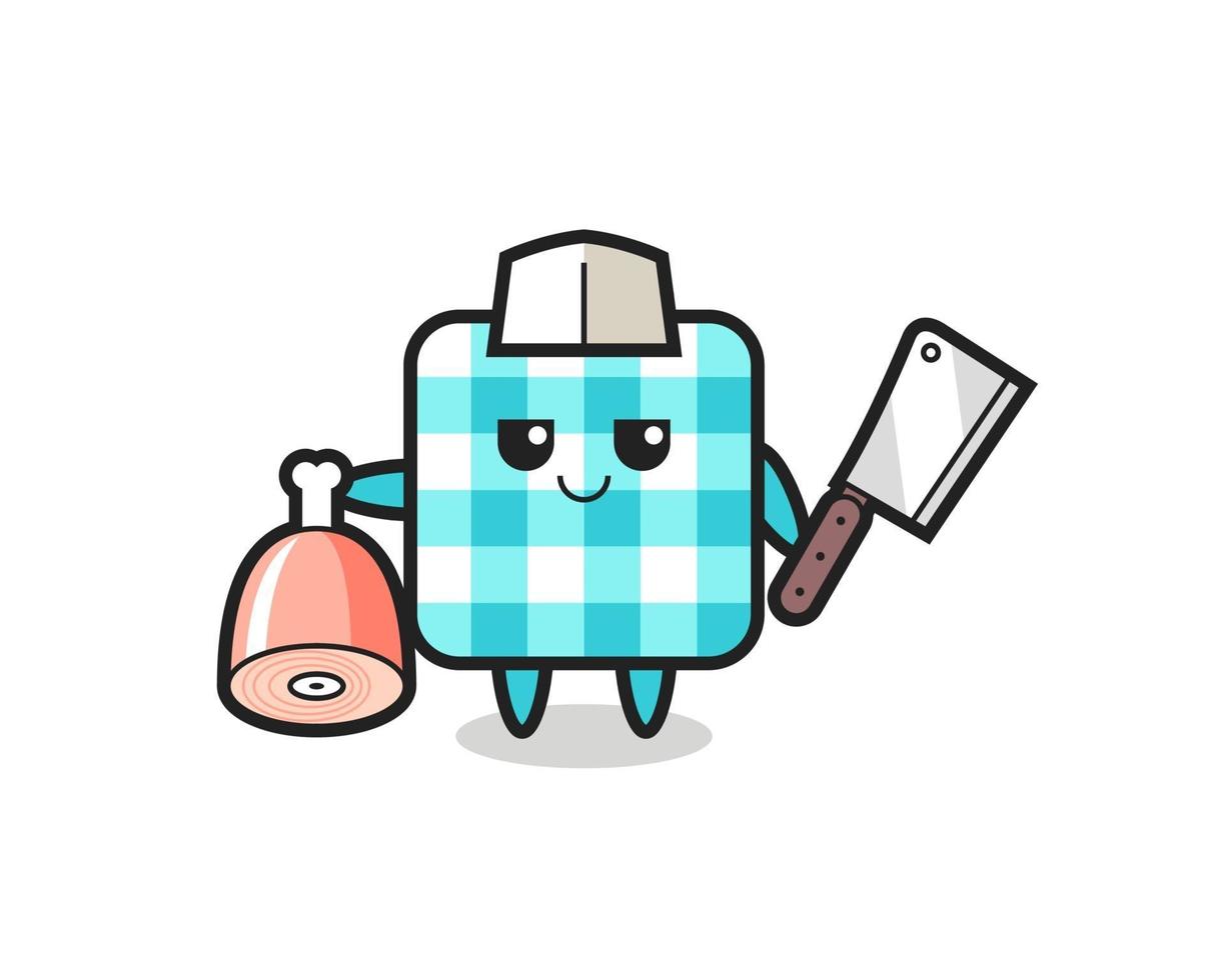 Illustration of checkered tablecloth character as a butcher vector