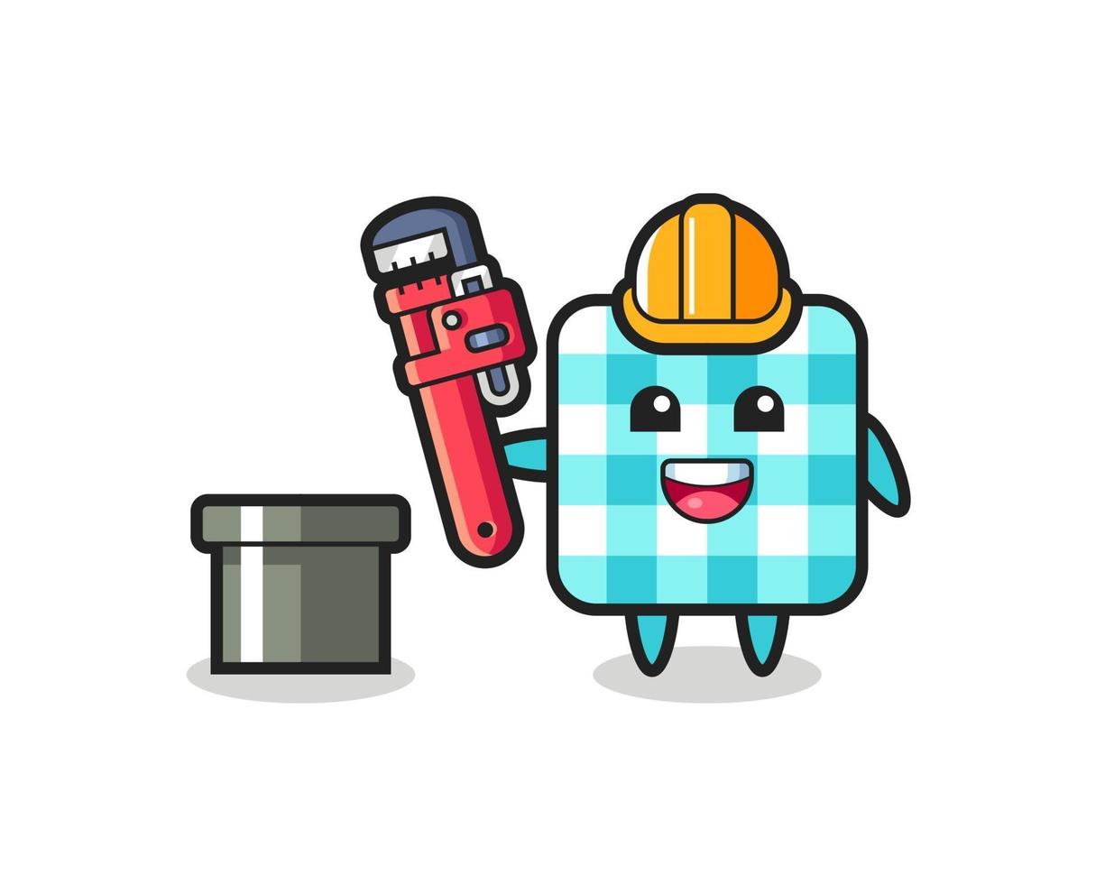 Character Illustration of checkered tablecloth as a plumber vector