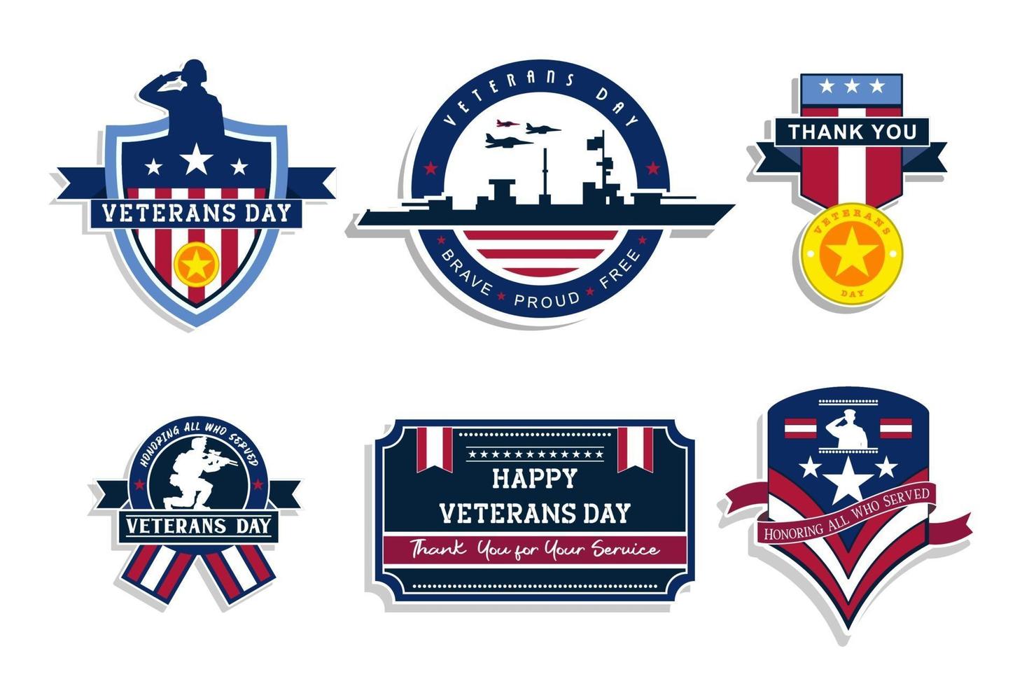 Army Veterans Day Sticker collection vector