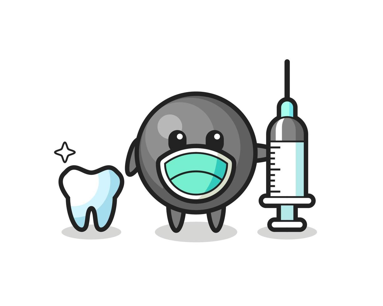 personaje mascota de bola de cañón como dentista vector