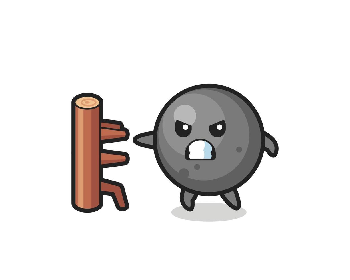 cannon ball cartoon illustration as a karate fighter vector
