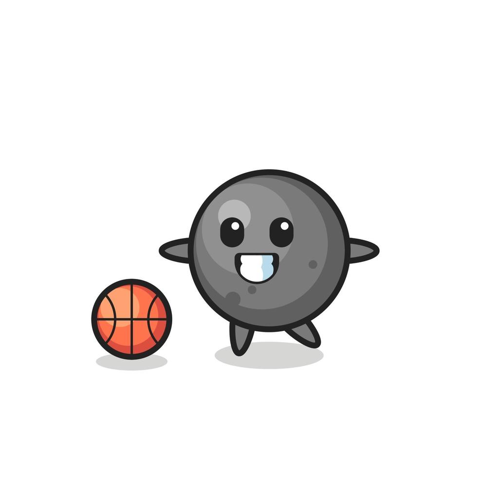 Illustration of cannon ball cartoon is playing basketball vector