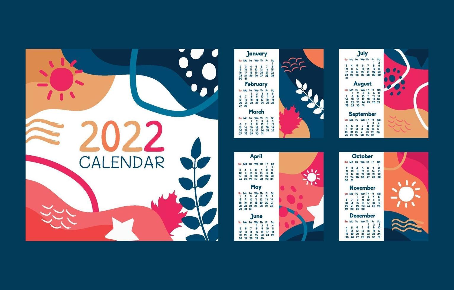 calendario plano abstracto 2022 vector