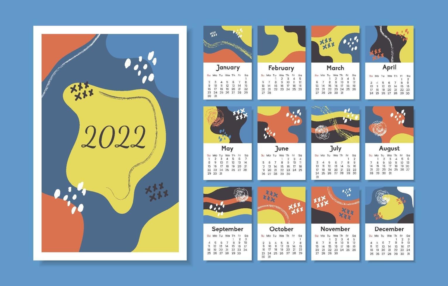 calendario 2022 abstracto moderno vector