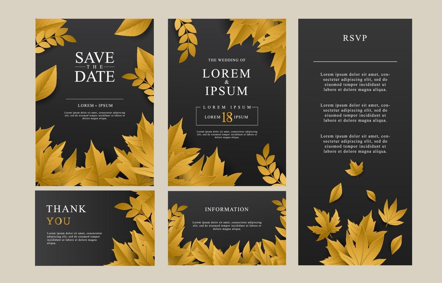 Wedding Invitation Template Set vector